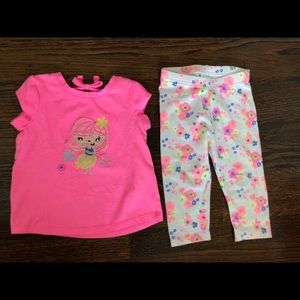 Jumping Beans pink top and floral leggings